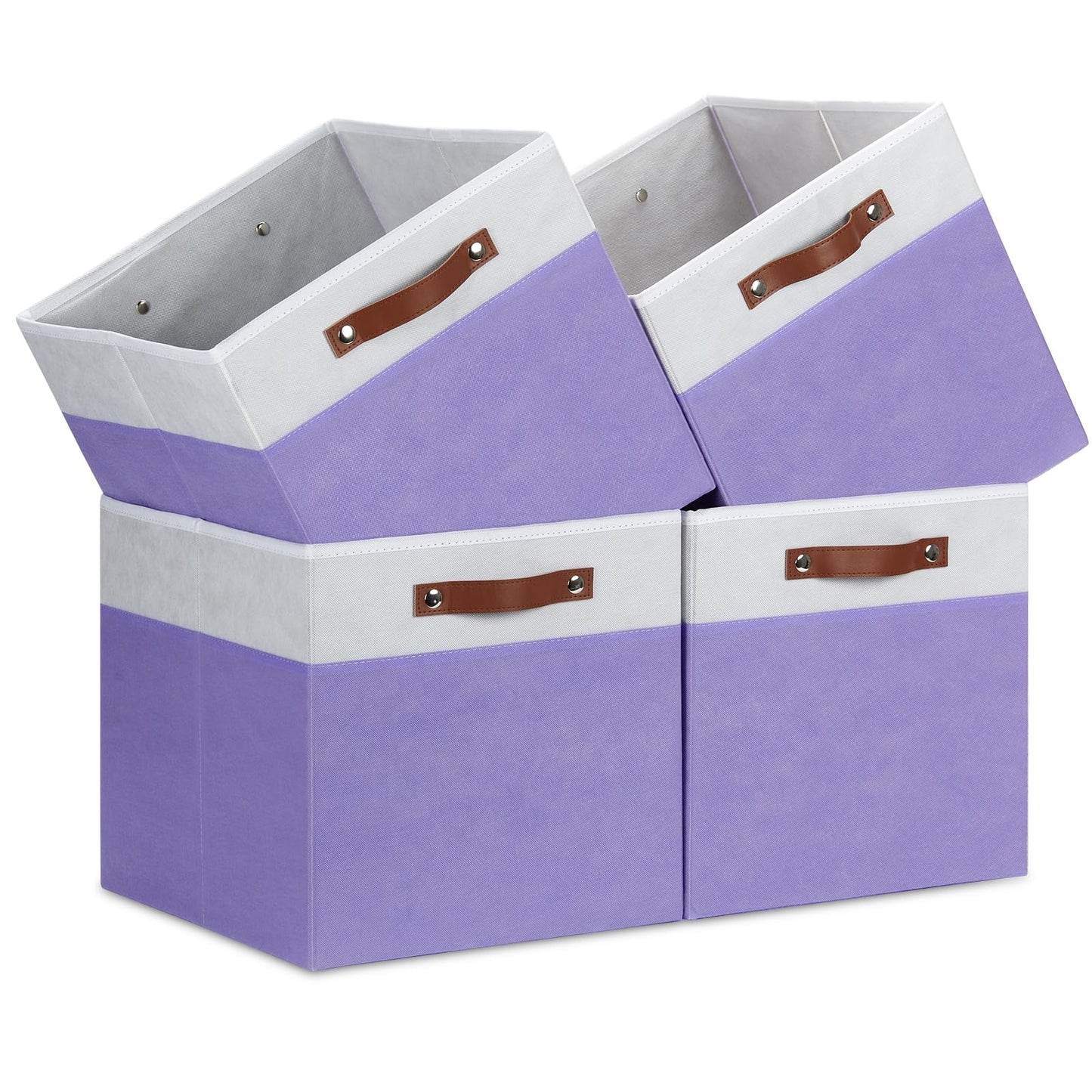 Large Fabric Cube Storage Bins – 4-Pack | 15 × 13 × 13" Foldable Organizers with Handles
