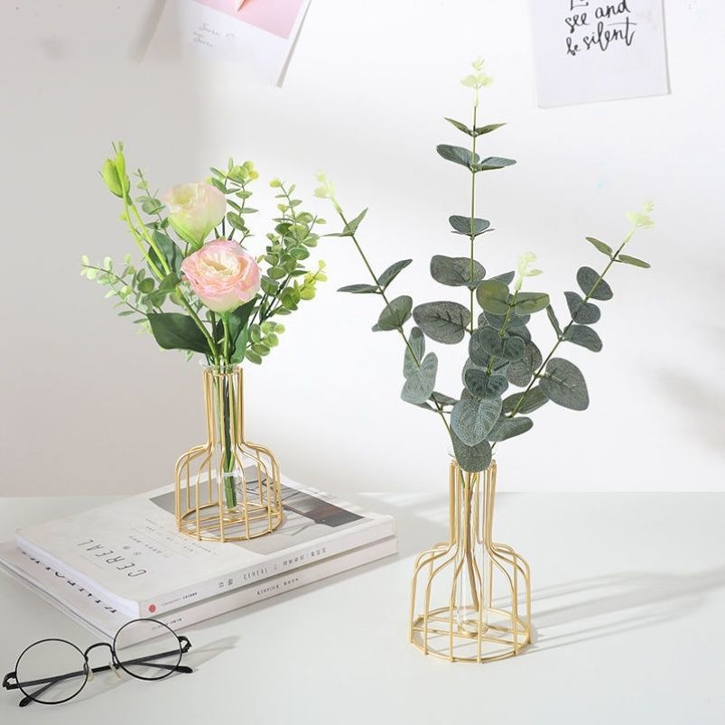 Nordic Iron Hydroponic Vase | Modern Minimalist Metal Flower Vase for Home Decor
