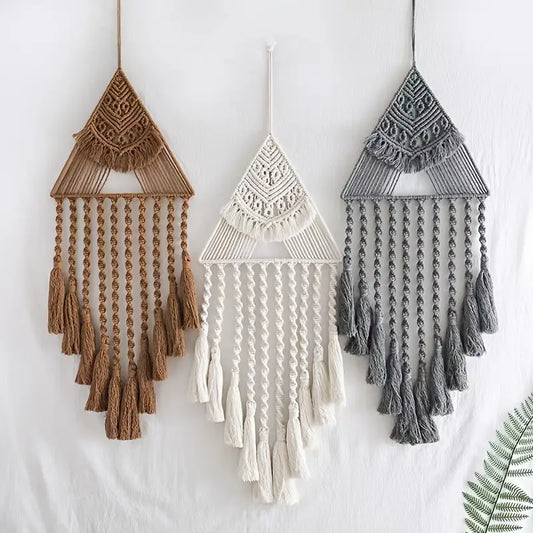 Handwoven Triangle Dream Catcher Wall Hanging