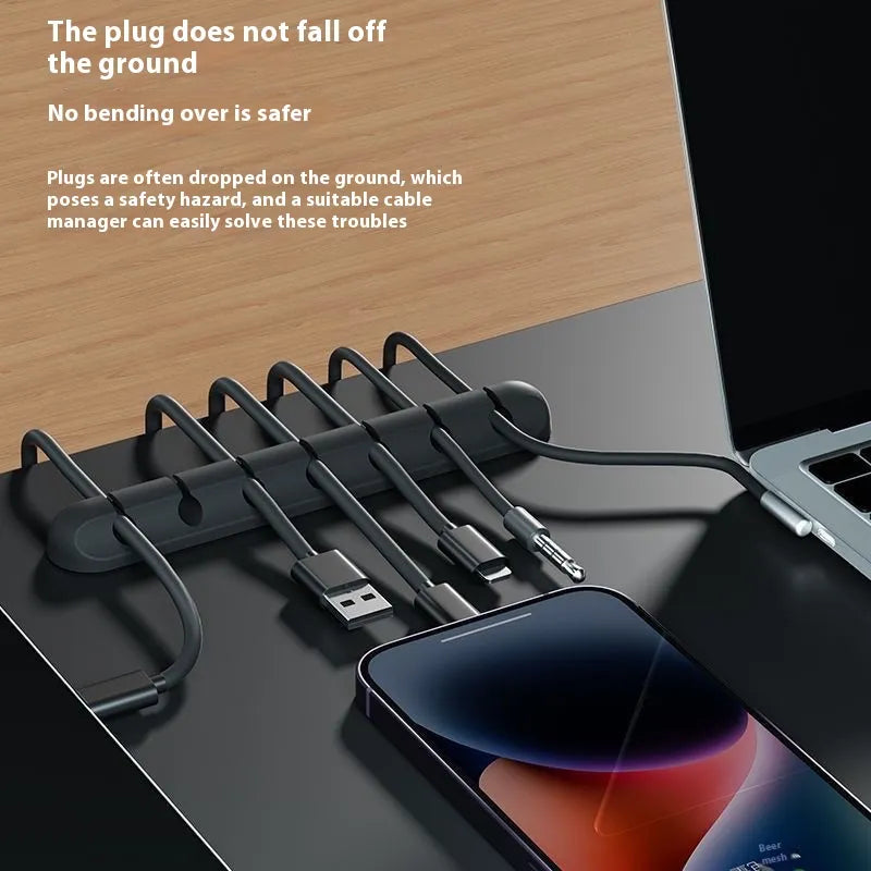 Multi-Slot Desktop Cable Organizer – Self-Adhesive Cable Management Clips for Desk, Charging Cords & Headphones