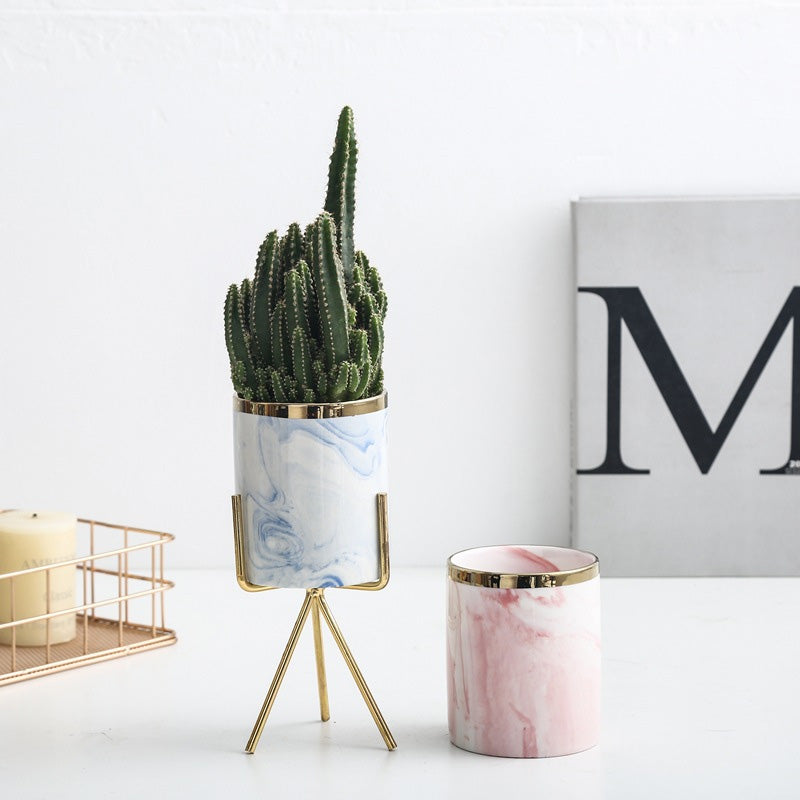 Metal Succulent Planter Set with Iron Vase and Stand
