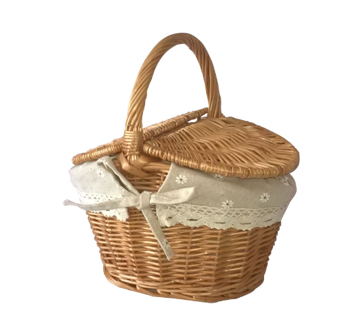 Woven Willow Picnic Basket with Lid – Vintage Picnic, Storage & Gift Basket
