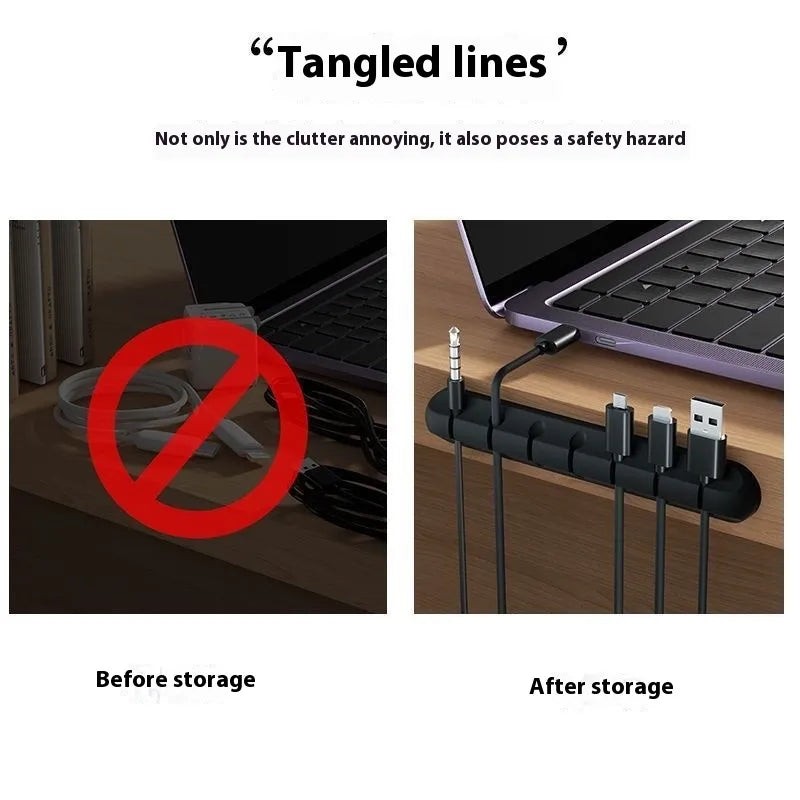 Multi-Slot Desktop Cable Organizer – Self-Adhesive Cable Management Clips for Desk, Charging Cords & Headphones
