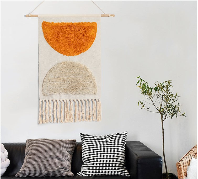 Nordic Woven Tapestry Wall Hanging with Fringe