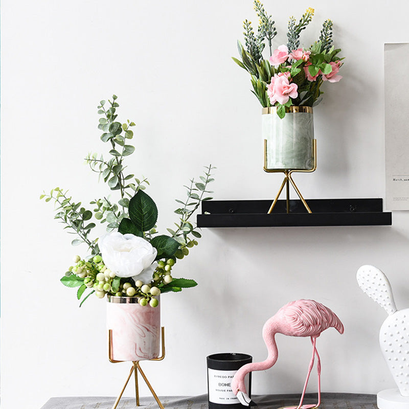 Metal Succulent Planter Set with Iron Vase and Stand
