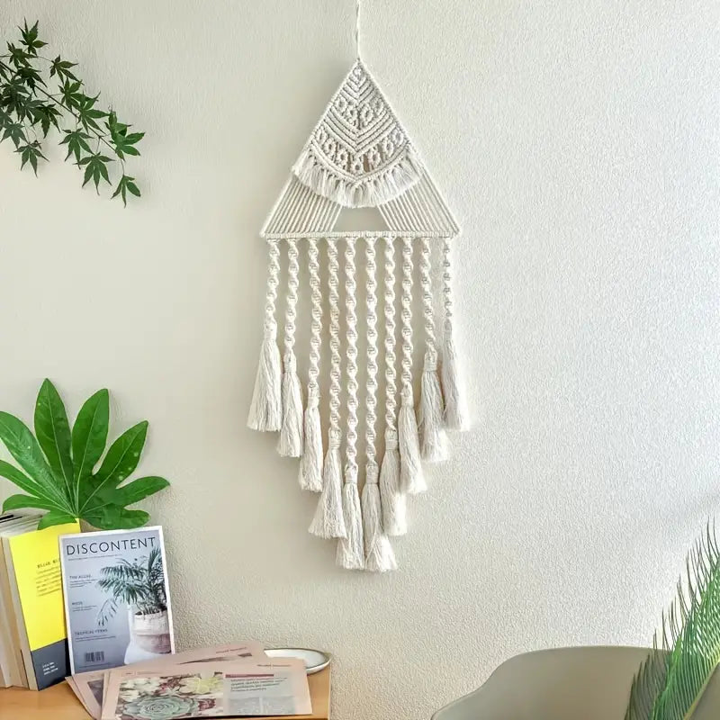 Handwoven Triangle Dream Catcher Wall Hanging