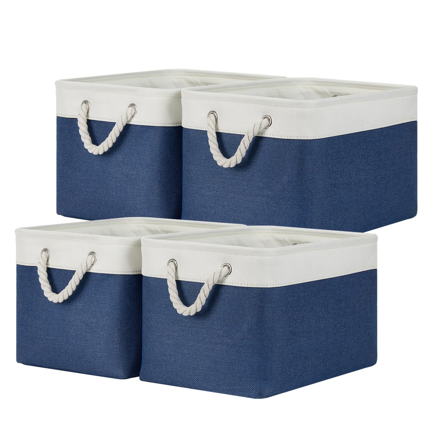 Large Fabric Storage Baskets – 4-Pack | 15 × 11 × 9.5" Foldable Organizers with Handles