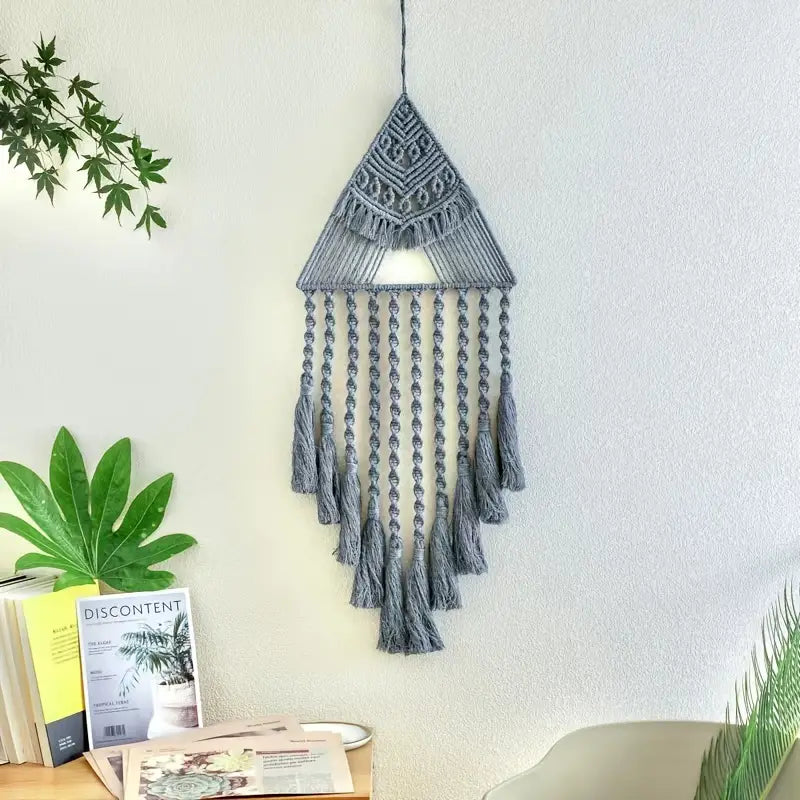 Handwoven Triangle Dream Catcher Wall Hanging