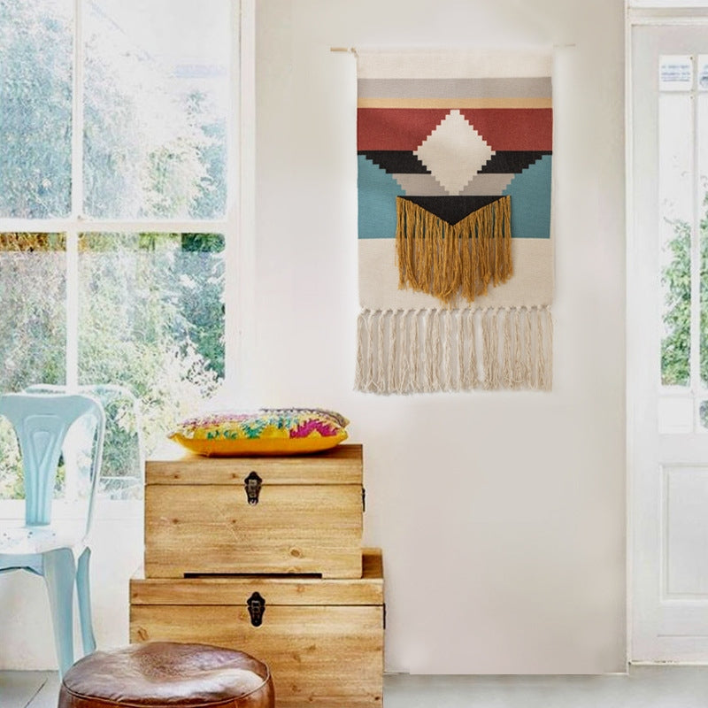 Nordic Woven Tapestry Wall Hanging with Fringe