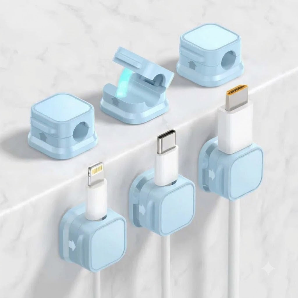 Magnetic Cable Organizer – Adhesive Cable Holder for Desk, Home & Car