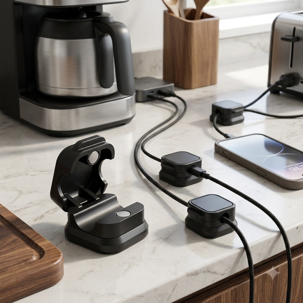 Magnetic Cable Organizer – Adhesive Cable Holder for Desk, Home & Car