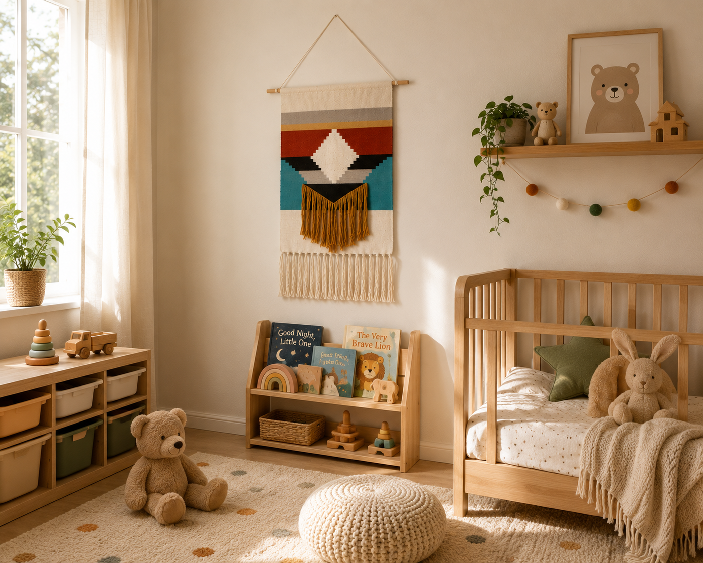 Nordic Woven Tapestry Wall Hanging with Fringe