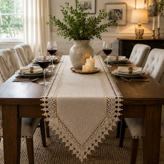 Textured Woven Table Runner – Modern Farmhouse Collection
