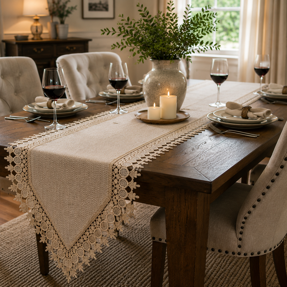 Textured Woven Table Runner – Modern Farmhouse Collection