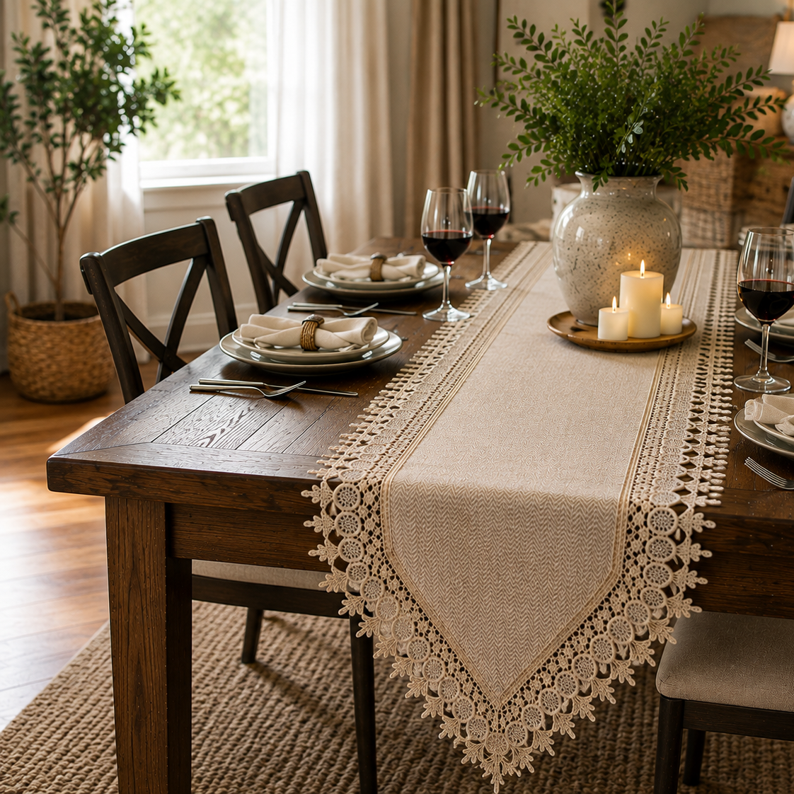 Textured Woven Table Runner – Modern Farmhouse Collection