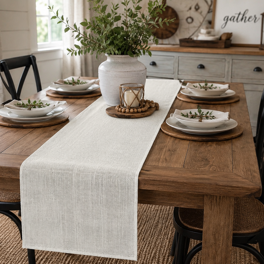 Natural Jute Burlap Table Runner – Farmhouse Collection