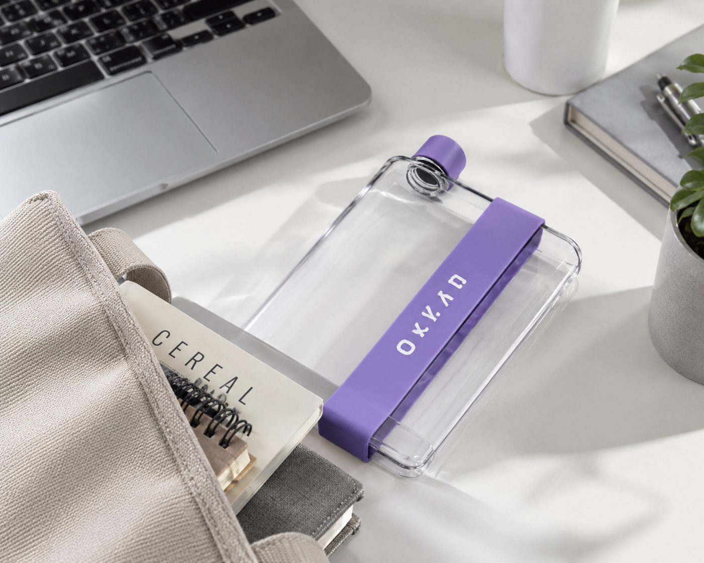 Slim Flat Water Bottle 17 oz – BPA-Free, Leakproof & Laptop-Friendly