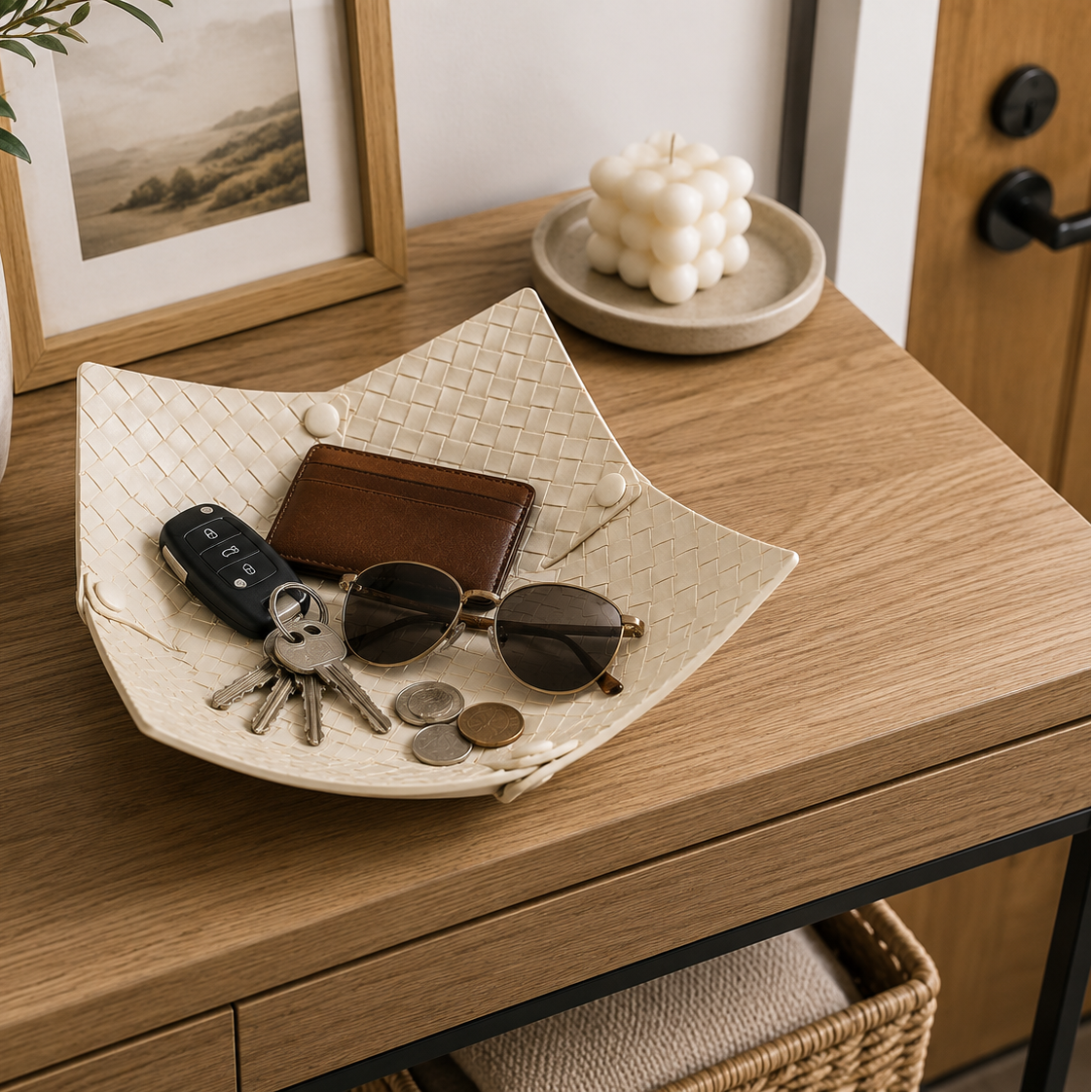 PU Leather Valet Tray – 2-Pack | Catchall Organizer for Keys, Jewelry, Watch & Everyday Essentials