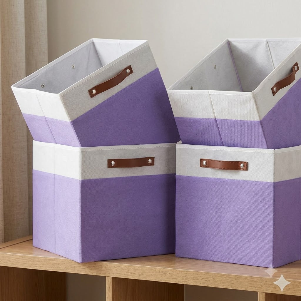 Large Fabric Cube Storage Bins – 4-Pack | 15 × 13 × 13" Foldable Organizers with Handles