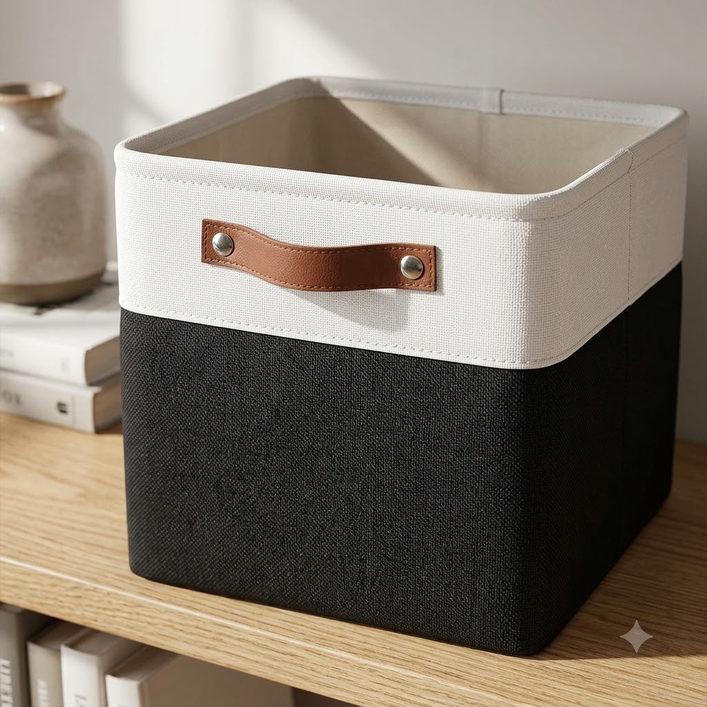 Black & White Fabric Cube Storage Bins – 6-Pack | 11 × 11 × 11" Foldable Organizers