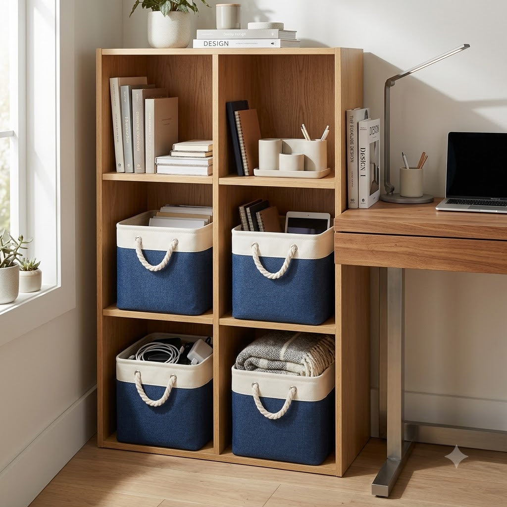 Large Fabric Storage Baskets – 4-Pack | 15 × 11 × 9.5" Foldable Organizers with Handles