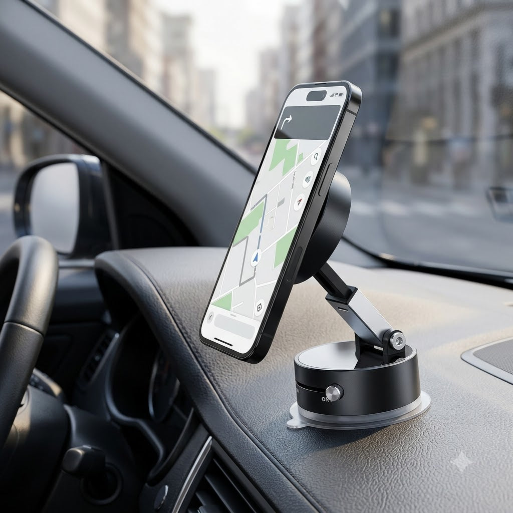 Multifunctional Double-Sided Magnetic Phone Holder | Strong Suction Cup Mount for Car, Desk & Travel