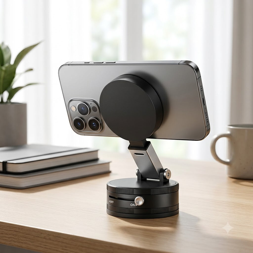 Multifunctional Double-Sided Magnetic Phone Holder | Strong Suction Cup Mount for Car, Desk & Travel