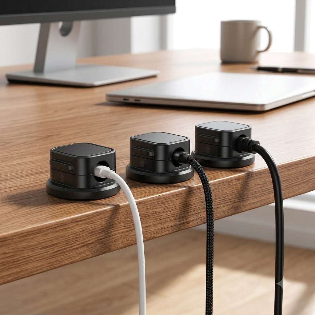 Magnetic Cable Organizer – Adhesive Cable Holder for Desk, Home & Car