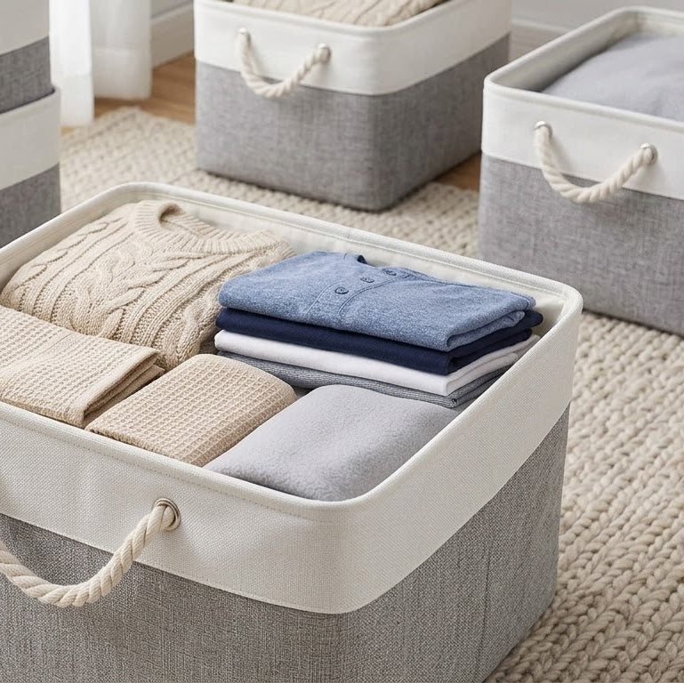Large Fabric Storage Baskets, 6-Pack – 15 × 11 × 9.5 Inch Foldable Organizers with Handles