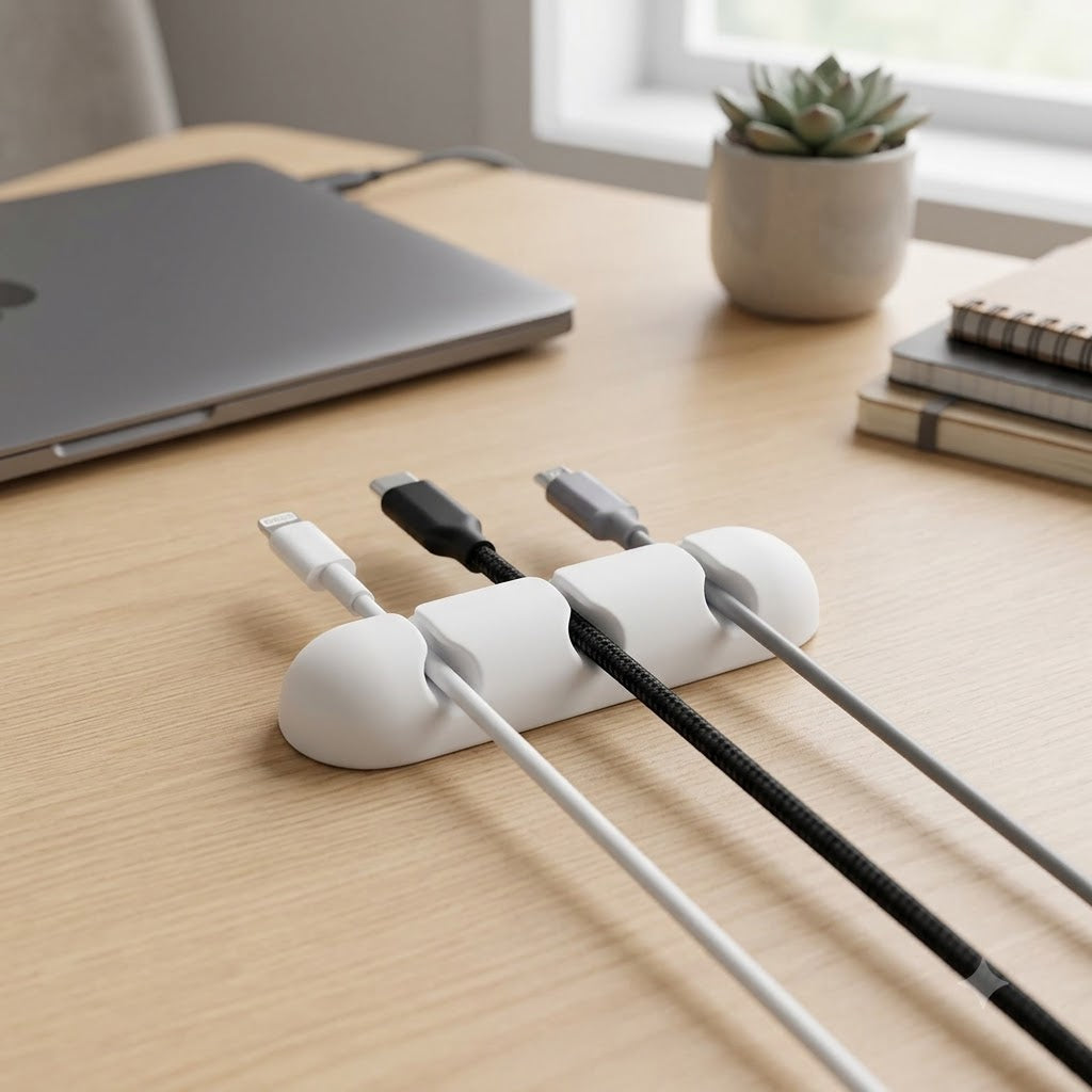 Multi-Slot Desktop Cable Organizer – Self-Adhesive Cable Management Clips for Desk, Charging Cords & Headphones