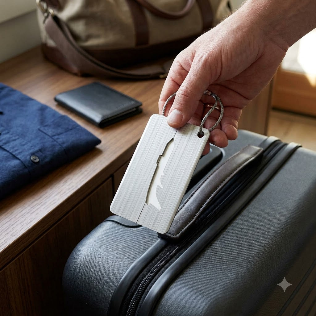 Aluminum Luggage Tag – Durable Travel ID Tag with Stainless Steel Ring