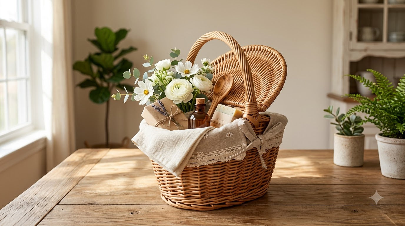 Woven Willow Picnic Basket with Lid – Vintage Picnic, Storage & Gift Basket
