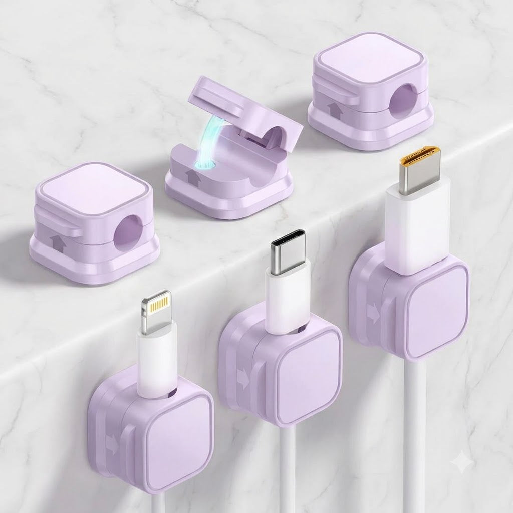 Magnetic Cable Organizer – Adhesive Cable Holder for Desk, Home & Car