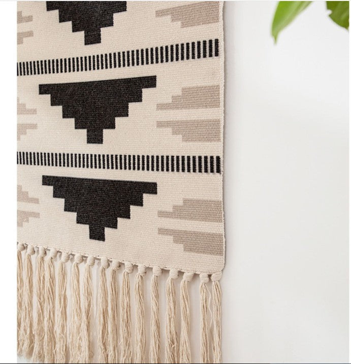 Nordic Woven Tapestry Wall Hanging with Fringe