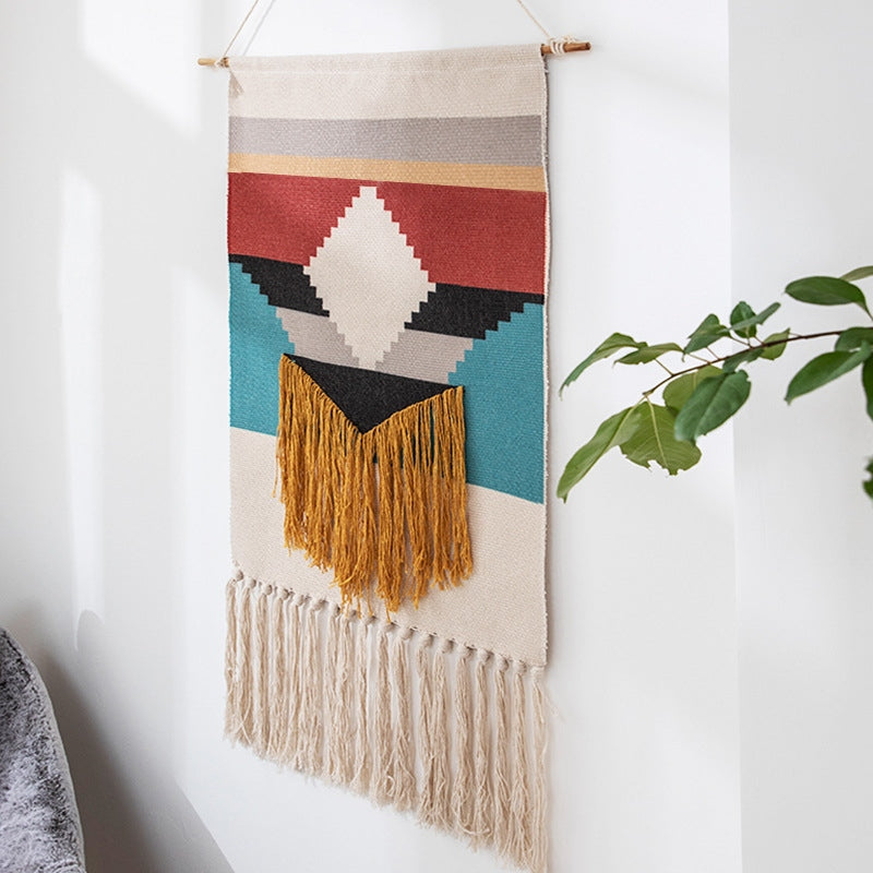 Nordic Woven Tapestry Wall Hanging with Fringe