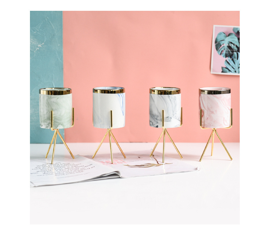 Metal Succulent Planter Set with Iron Vase and Stand