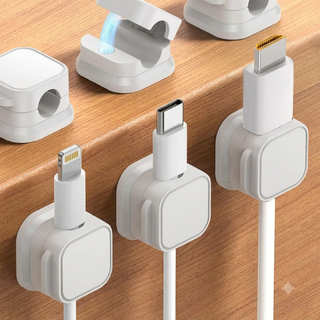 Magnetic Cable Organizer – Adhesive Cable Holder for Desk, Home & Car